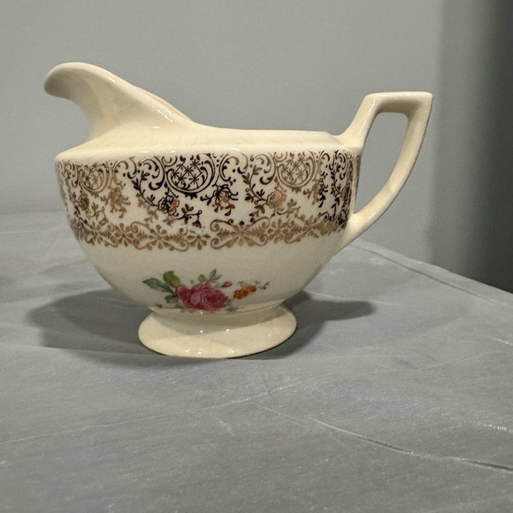 Vintage Creamer & Sugar Bowl Set Floral Gold Scroll Cottagecore - Picture 3 of 7